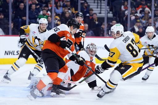Sidney Crosby nears Mario Lemieux’s Penguins points record with 2 goals against Flyers