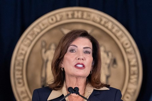 New York Governor Kathy Hochul speaks during a news conference, Friday, Oct. 2, 2026, in New York. (AP Photo/Yuki Iwamura)