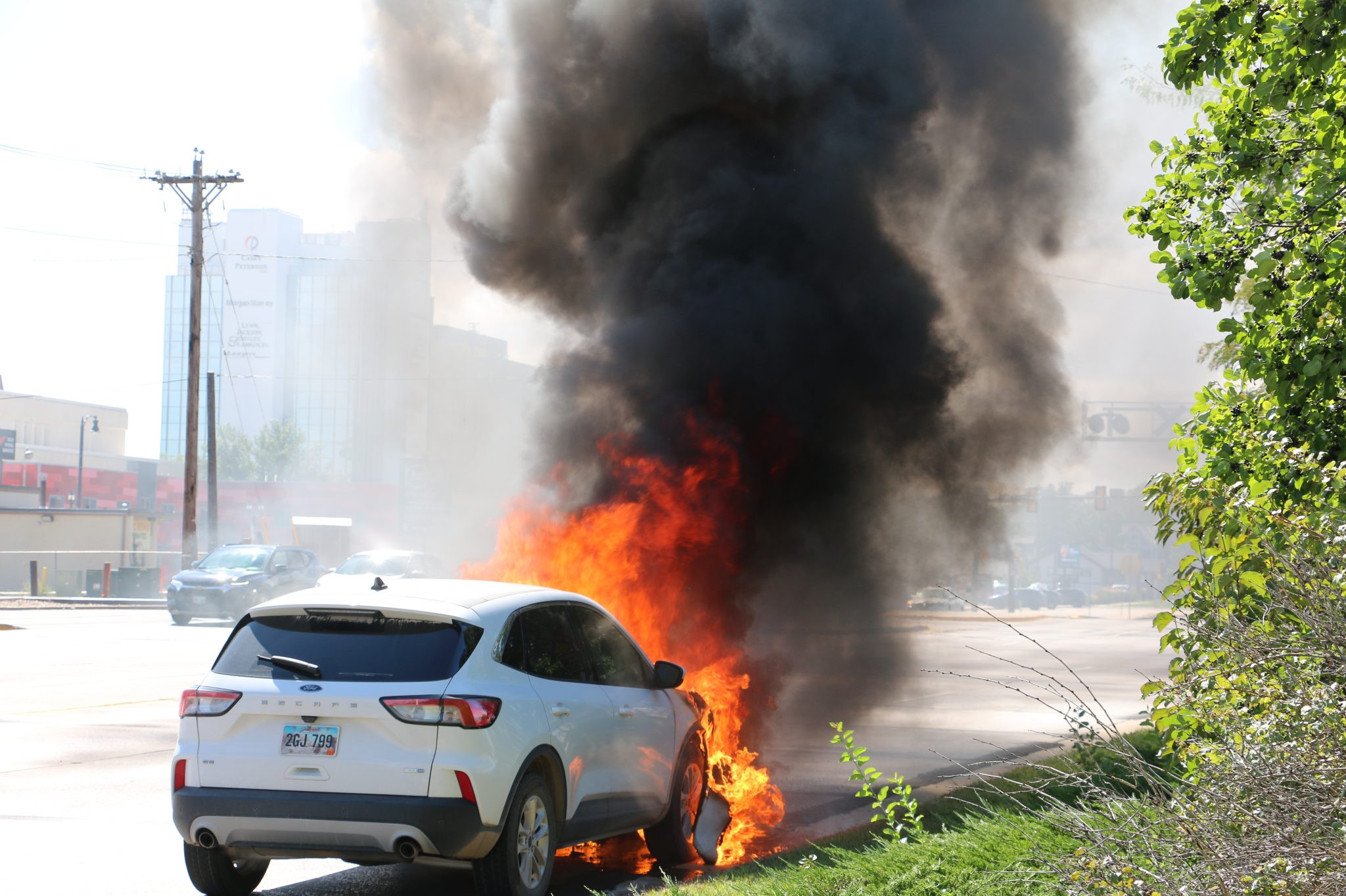 Vehicle catches fire on West Boulevard