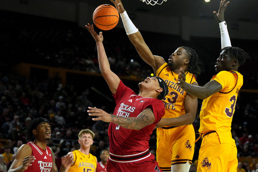 Arizona State upsets No. 13 Texas Tech 72-67 as Red Raiders lose star forward JT Toppin to injury