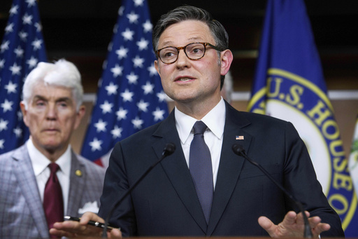 FiLE - House Speaker Mike Johnson, R-La., speaks during a news conference at the Capitol, May 6, 2025, in Washington. (AP Photo/Rod Lamkey, Jr., File)