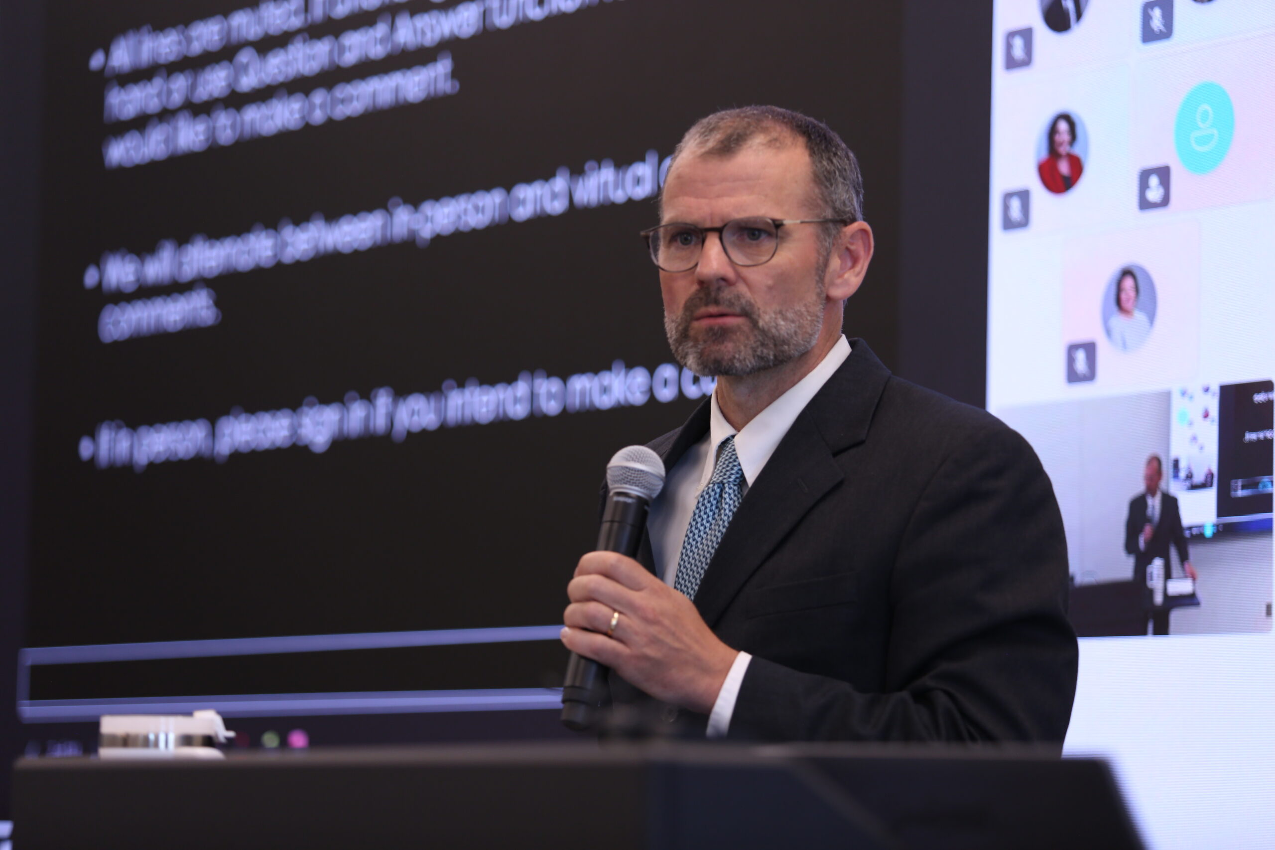South Dakota Department of Social Services Secretary Matt Althoff speaks at a public hearing regarding cuts to TANF benefits at the Sioux Falls One Stop on June 20, 2025. (Makenzie Huber/South Dakota Searchlight)