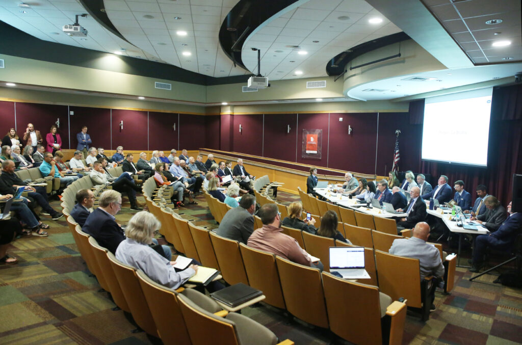 Members of the Comprehensive Property Tax Task Force meet in Sioux Falls on June 25, 2025. (Makenzie Huber/South Dakota Searchlight)