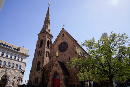 FILE - The Cathedral of the Immaculate Conception in Camden, N.J., Wednesday, April 20, 2022. (AP Photo/Matt Rourke, File)