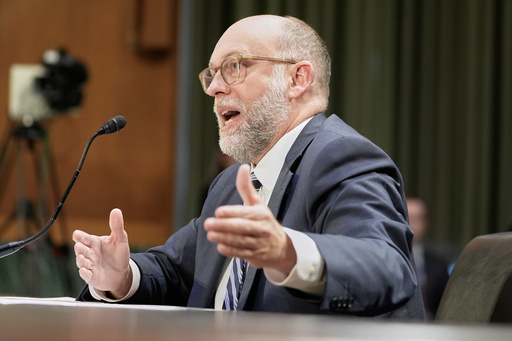 Office of Management and Budget director Russell Vought testifies during a Senate Appropriations Committee hearing on the rescissions package on Capitol Hill, Wednesday, June 25, 2025, in Washington. (AP Photo/Mariam Zuhaib)