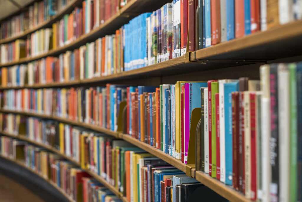Books on bookshelves. (Johner Images via Getty Images)