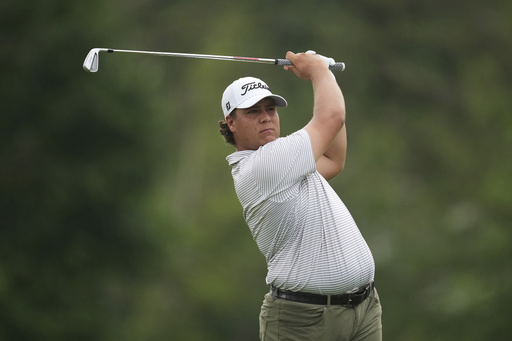 Aldrich Potgieter, of South Africa, hits from the ninth tee during the first round of the Rocket Classic golf tournament at the Detroit Golf Club, Thursday, June 26, 2025, in Detroit. (AP Photo/Paul Sancya)