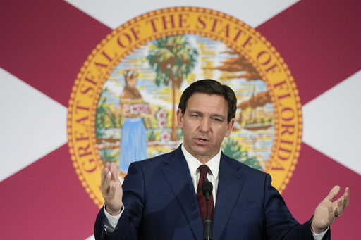 FILE - Florida Gov. Ron DeSantis speaks during a news conference in Miami, Tuesday, May 9, 2023. (AP Photo/Rebecca Blackwell, File)