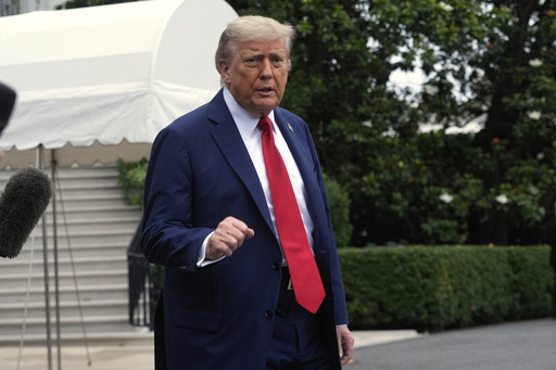 President Donald Trump walks to board Marine One after speakiing with reporters to depart the White House on his way to attend the G7 Summit in Canada, Sunday, June 15, 2025, in Washington. (AP Photo/Manuel Balce Ceneta)