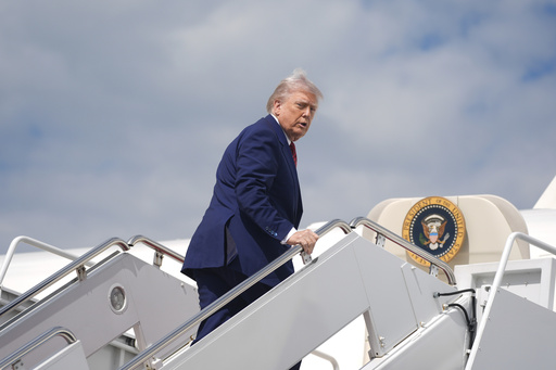 President Donald Trump boards Air Force One to depart Joint Base Andrews, Md., Friday, May 23, 2025. (AP Photo/Manuel Balce Ceneta)
