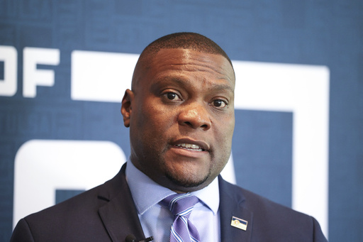 Tulsa Mayor Monroe Nichols IV speaks during the Legacy event for the Tulsa Race Massacre on Sunday, June 1, 2025, at Greenwood Cultural Center in Tulsa, Okla. (AP Photo/Joey Johnson)