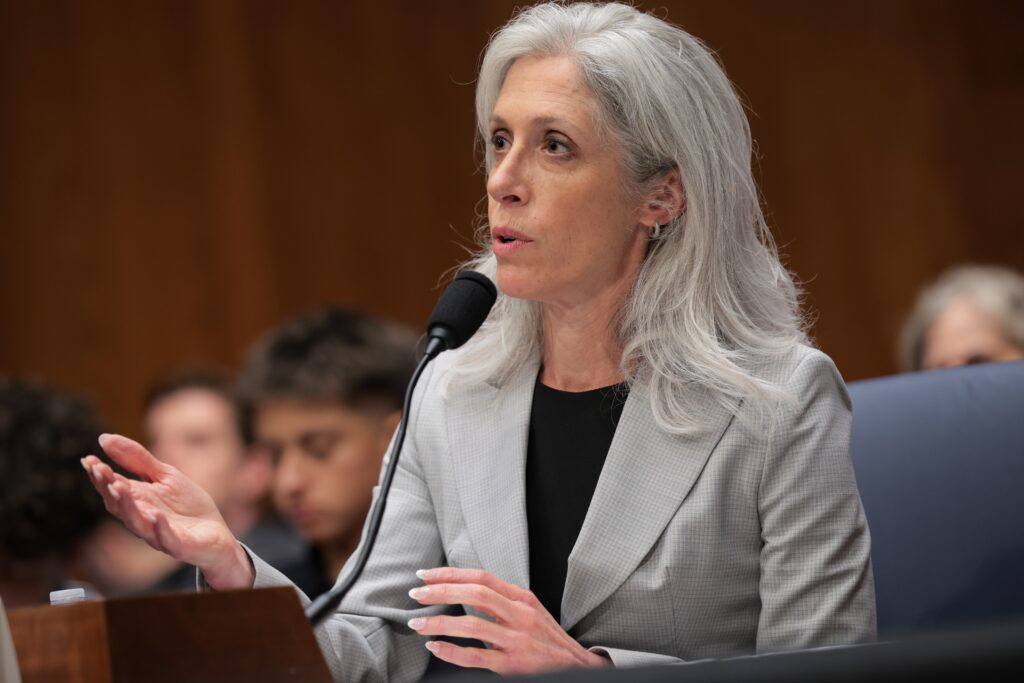 Susan Monarez, President Donald Trump’s nominee to be the director of the Centers for Disease Control and Prevention, testifies during her confirmation hearing before the U.S. Senate Committee on Health, Education, Labor, and Pensions on June 25, 2025. (Photo by Kayla Bartkowski/Getty Images)
