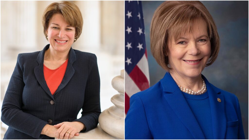 From left, U.S. Sens. Amy Klobuchar and Tina Smith, both Minnesota Democrats. (Courtesy photos.)