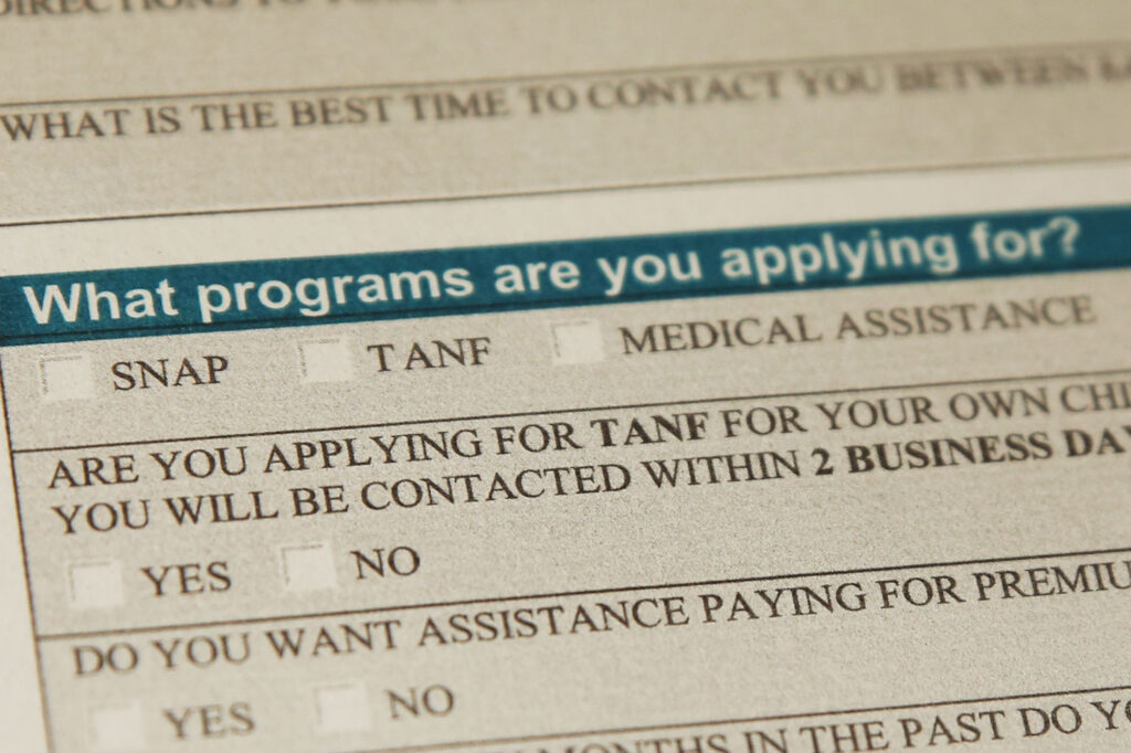 An application for economic assistance from programs managed by the South Dakota Department of Social Services. (Makenzie Huber/South Dakota Searchlight)
