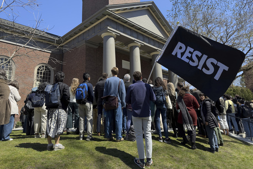 FILE - Students, faculty and members of the Harvard University community rally, April 17, 2025, in Cambridge, Mass. (AP Photo, File)