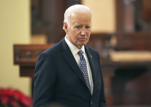 FILE - President Joe Biden walks after speaking during an interfaith prayer service in New Orleans, Jan. 6, 2025. (AP Photo/Gerald Herbert, File)