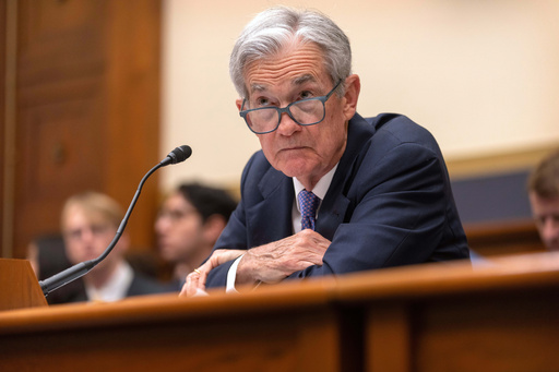 Federal Reserve Board Chairman Jerome Powell listens during a hearing of the House Committee on Financial Services on Capitol Hill, Tuesday, June 24, 2025, in Washington. (AP Photo/Mark Schiefelbein)