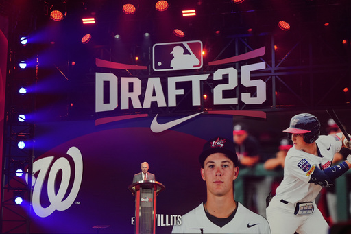 The Washington Nationals select Eli Willits, of Oklahoma in the first round of the MLB baseball draft Sunday, July, 13, 2025 in Atlanta. (AP Photo/Mike Stewart)
