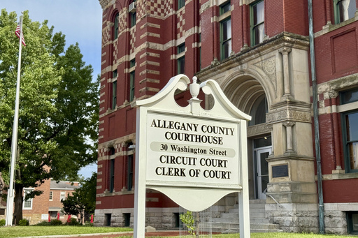 Exterior view of the Allegany County Circuit Court building in Cumberland, Maryland on Tuesday, July 8, 2025, where three members of a violent cultlike group known as Zizians appeared Tuesday for a motions hearing after they were arrested in February on trespassing and gun possession charges. (AP Photo/Lea Skene)