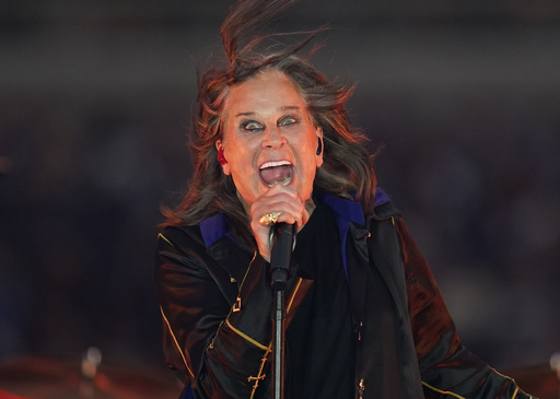 FILE - Singer Ozzy Osbourne performs during halftime of an NFL football game between the Los Angeles Rams and the Buffalo Bills in Inglewood, Calif., Sept. 8, 2022. (AP Photo/Ashley Landis, File)