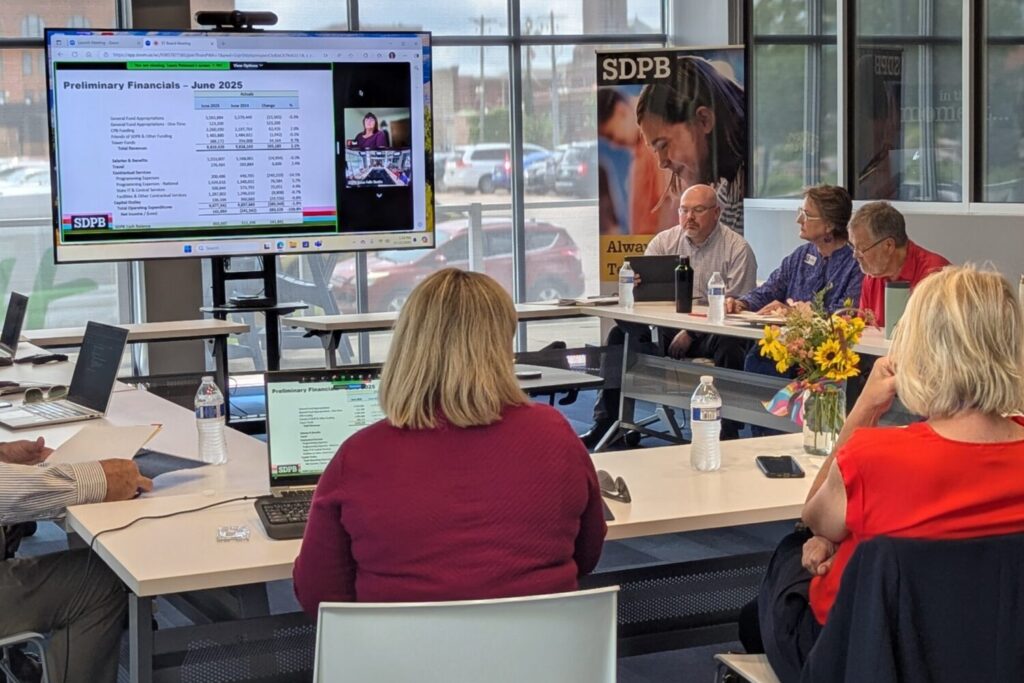 The South Dakota Educational Telecommunications Board meets in Sioux Falls on July 24, 2025. (John Hult/South Dakota Searchlight)