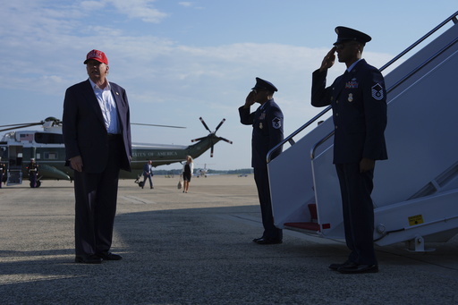 President Donald Trump boards Air Force One for a trip to visit a new migrant detention center in Ochopee, Fla., Tuesday, July 1, 2025, in Andrews Air Force Base, Md. (AP Photo/Evan Vucci)