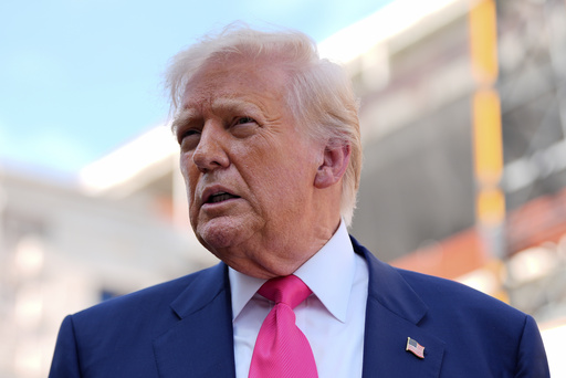 President Donald Trump visits the Federal Reserve, Thursday, July 24, 2025, in Washington. (AP Photo/Julia Demaree Nikhinson)