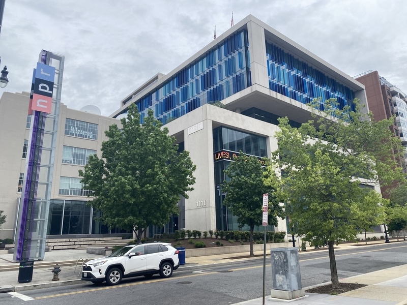 The National Public Radio headquarters in Washington, D.C., on Tuesday, May 27, 2025.  (Photo by Jennifer Shutt/States Newsroom)
