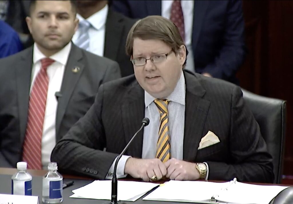 U.S. Deputy Agriculture Secretary Stephen Alexander Vaden testifies before the U.S. Senate Agriculture Committee on July 30, 2025. (Photo via committee livestream)