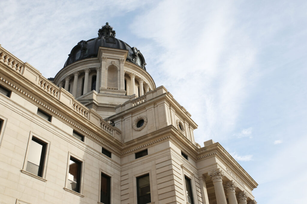 A January 2025 view of the South Dakota State Capitol in Pierre. (Makenzie Huber/South Dakota Searchlight)