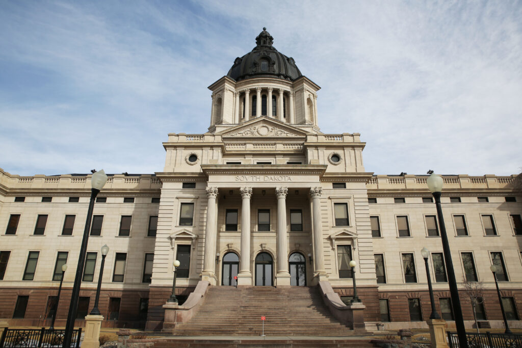 A January 2025 view of the South Dakota State Capitol in Pierre. (Makenzie Huber/South Dakota Searchlight)