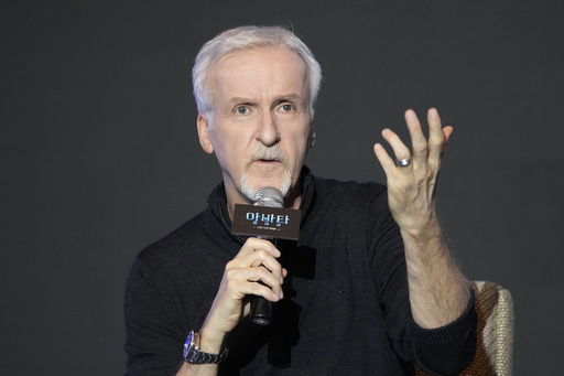 FILE - Director James Cameron speaks during the news conference to promote his latest movie "Avatar: The Way of Water" in Seoul, South Korea, on Dec. 9, 2022. (AP Photo/Ahn Young-joon, File)