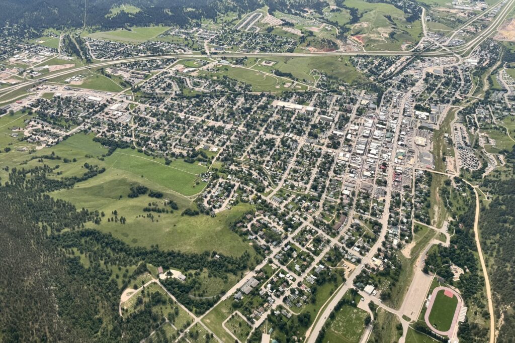 An aerial view of Sturgis during its annual motorcycle rally in 2025. (Courtesy of South Dakota Highway Patrol)