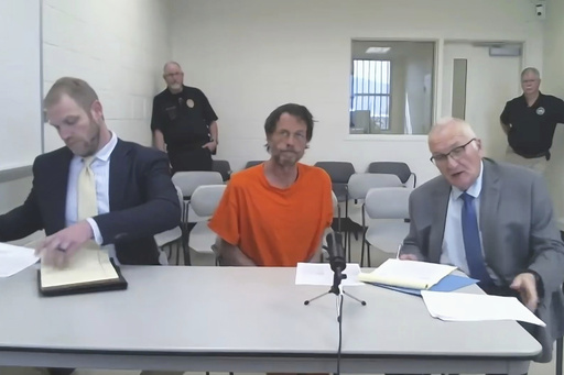This image made from video provided by the Anaconda Deer Lodge County Justice Court shows Michael Paul Brown, who is accused of killing four people in a bar, during a virtual court appearance, Monday, Aug. 11, 2025, in Montana. (Anaconda Deer Lodge County Justice Court via AP)