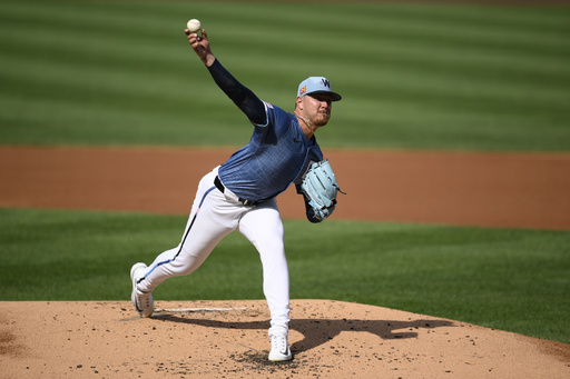 Washington Nationals starting pitcher Cade Cavalli throws during the second inning of a baseball game against the Philadelphia Phillies, Saturday, Aug. 16, 2025, in Washington. (AP Photo/Nick Wass)