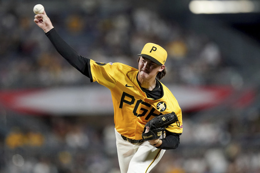 Pittsburgh Pirates pitcher Bubba Chandler delivers during the sixth inning of a baseball game against the Colorado Rockies, Friday, Aug. 22, 2025, in Pittsburgh. (AP Photo/Matt Freed)