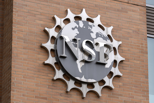 The headquarters of the National Science Foundation is photographed May 29, 2025, in Alexandria, Va. (AP Photo/Mark Schiefelbein)