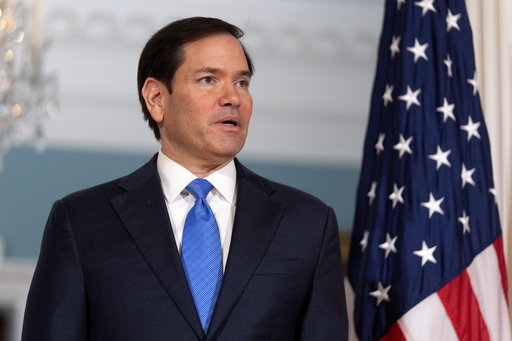 Secretary of State Marco Rubio answers a reporter's question ahead of a meeting with Serbian Foreign Minister Marko Djuric at the State Department, Wednesday, Aug. 6, 2025, in Washington. (AP Photo/Mark Schiefelbein)