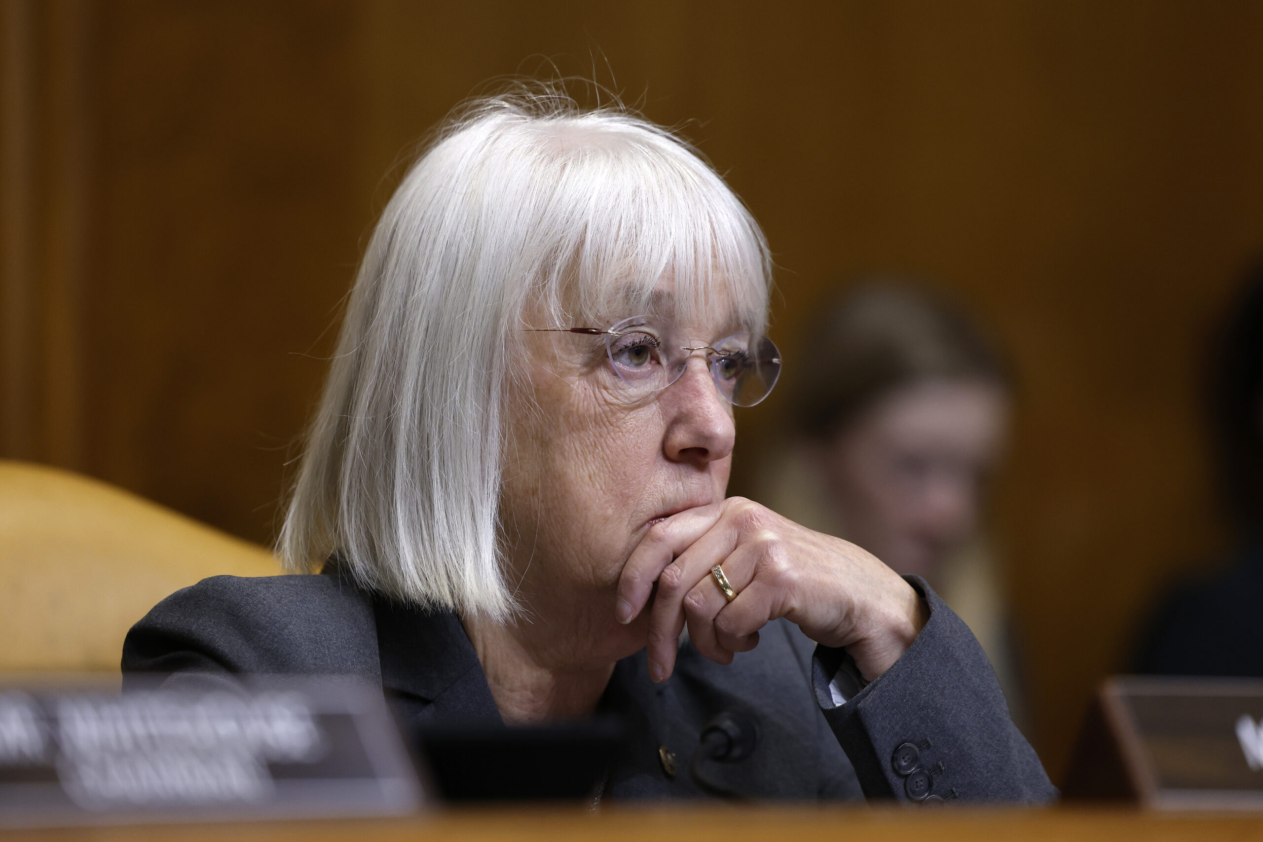 U.S. Sen. Patty Murray (D-WA) listens during a Senate Budget Committee hearing in the Dirksen Senate Office Building on March 12, 2024 in Washington, DC. The committee held the hearing to discuss U.S. President Joe Biden's Fiscal Year 2025 Budge Proposal with Director of the Office of Management and Budget Shalanda Young. (Photo by Anna Moneymaker/Getty Images)