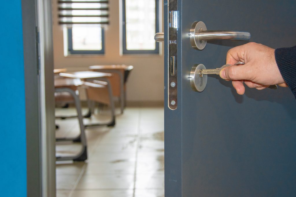 In a national survey, roughly half of teachers felt that physical security measures at their school, including locks, have positively affected the school climate. (Adobe Stock)