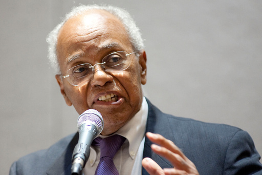 FILE - Joseph McNeil speaks during a AFL-CIO conference in Greensboro, N.C., Jan. 16, 2010. (AP Photo/Lynn Hey, File)