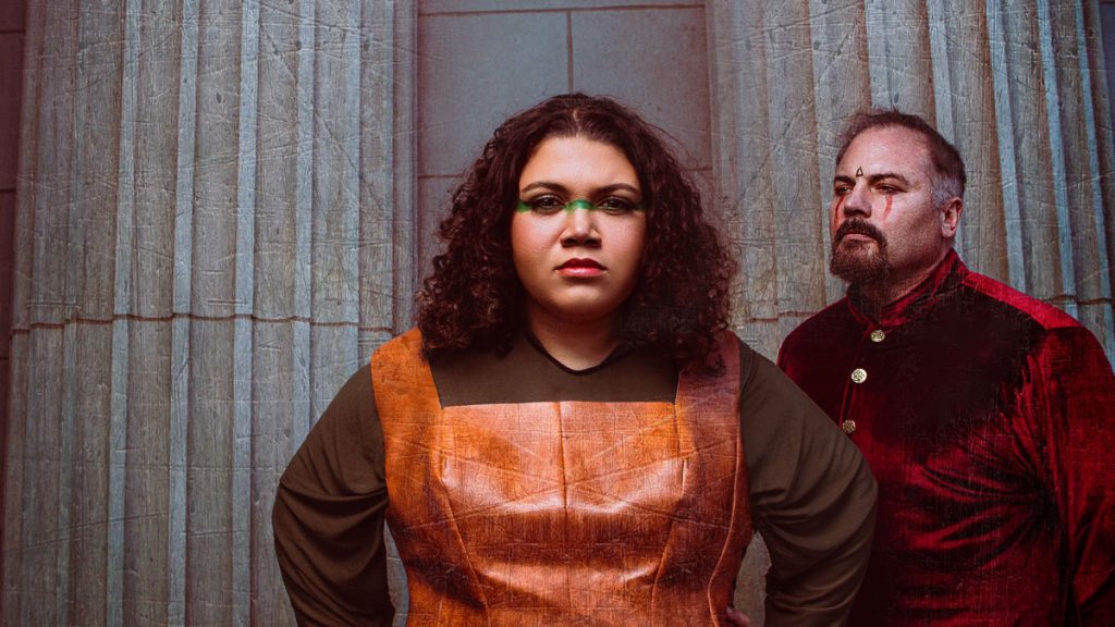 Promo Photo by Russell Jensen of Sage Studios Professional Photography featuring Wynter Miller as Antigone and Scott Buchtel as Creon.