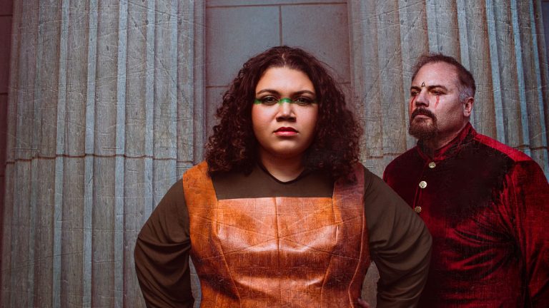 Promo Photo by Russell Jensen of Sage Studios Professional Photography featuring Wynter Miller as Antigone and Scott Buchtel as Creon.
