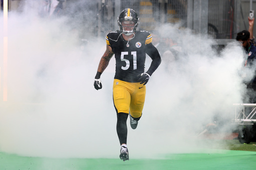 Pittsburgh Steelers linebacker Nick Herbig (51) enters the field for the NFL football game between Minnesota Vikings and Pittsburgh Steelers at Croke Park stadium in Dublin, Sunday, Sept. 28, 2025.(AP Photo/Ian Walton)