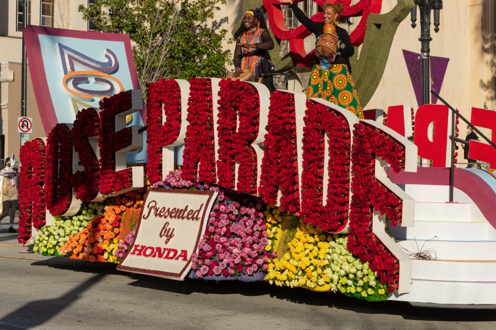 Pasadena, California, USA - January 1, 2022: image of the float openning the 2022 Rose Parade.