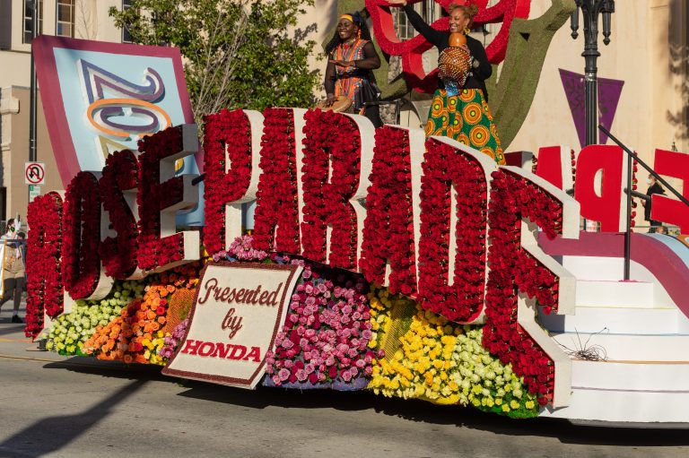 Pasadena, California, USA - January 1, 2022: image of the float openning the 2022 Rose Parade.