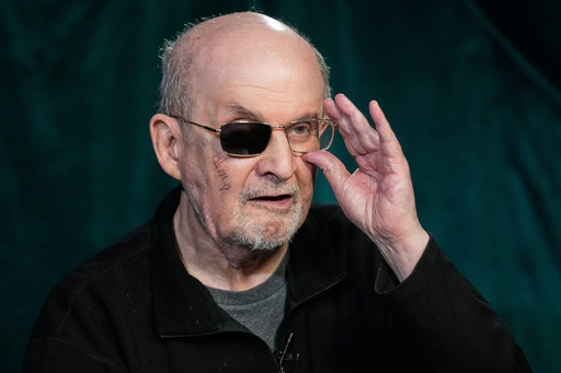Author Salman Rushdie appears during an interview in New York on Wednesday, Oct. 29, 2025. (AP Photo/Richard Drew)