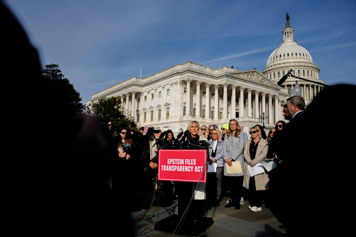 Rep. Marjorie Taylor Greene, R-Ga., speaks during a news conference on the Epstein Files Transparency Act, Tuesday, Nov. 18, 2025, outside the U.S. Capitol in Washington. (AP Photo/Julia Demaree Nikhinson)