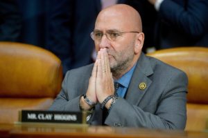 FILE - Rep. Clay Higgins, R-La., listens to witnesses at the first public hearing of a bipartisan congressional task force investigating the assassination attempts against Republican presidential nominee former President Donald Trump, on Capitol Hill in Washington, Sept. 26, 2024. (AP Photo/Rod Lamkey, Jr., File)