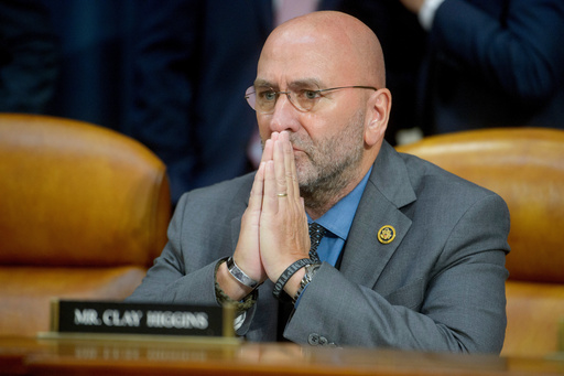 FILE - Rep. Clay Higgins, R-La., listens to witnesses at the first public hearing of a bipartisan congressional task force investigating the assassination attempts against Republican presidential nominee former President Donald Trump, on Capitol Hill in Washington, Sept. 26, 2024. (AP Photo/Rod Lamkey, Jr., File)